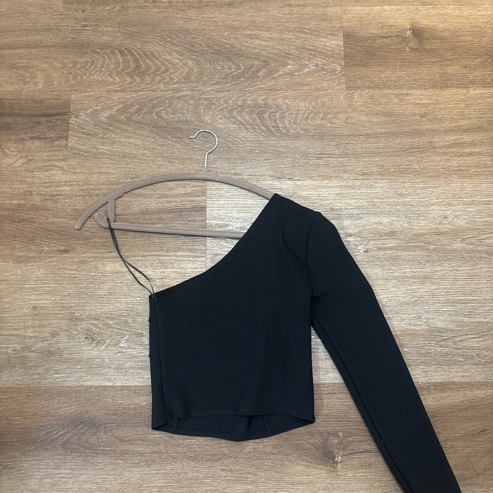 Abercrombie Black One Shoulder Long Sleeve Crop Top XS | Going Out Top